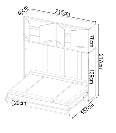 CP-05 Horizontal Wall Bed Concept 120cm with Over Bed Unit