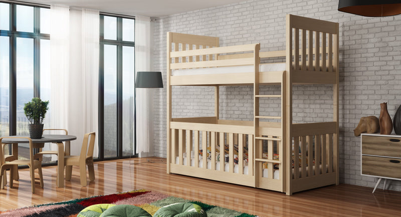 Wooden Bunk Bed Cris with Cot Bed
