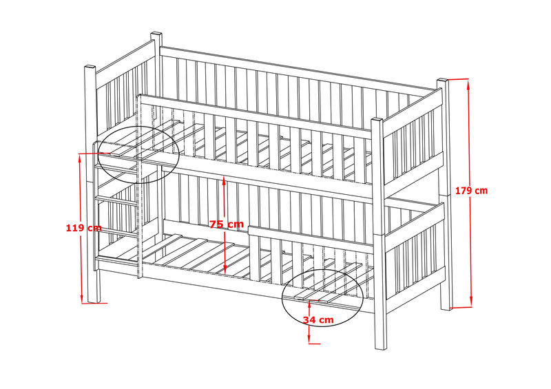 Wooden Bunk Bed David with Storage