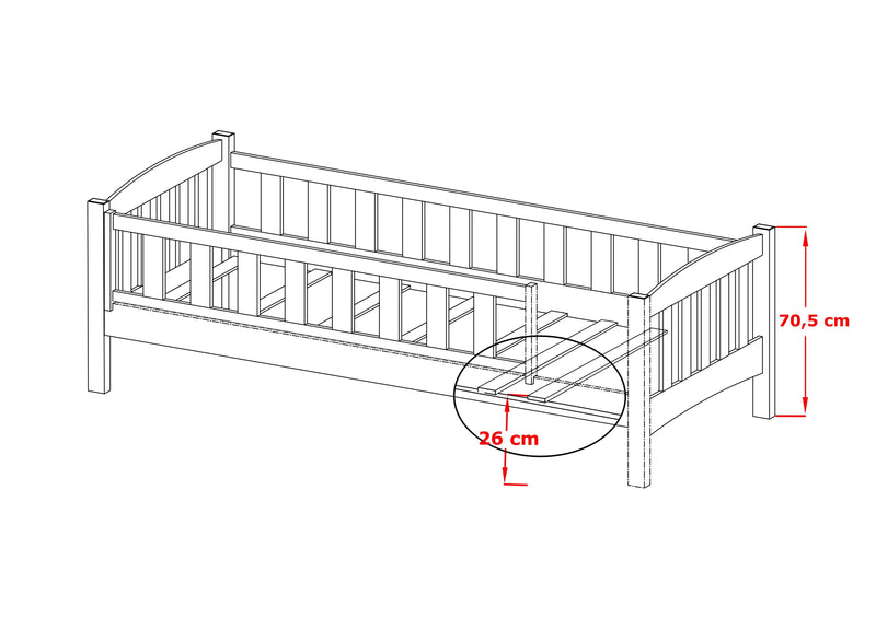 Wooden Single Bed Gucio with Storage