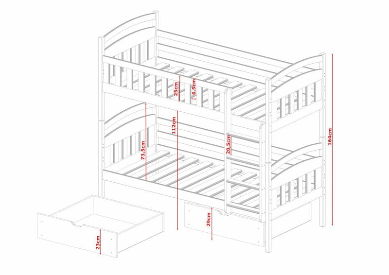 Wooden Bunk Bed Ignas with Storage