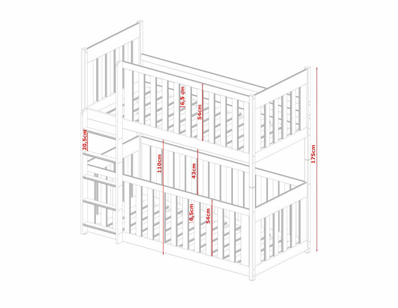 Wooden Bunk Bed Konrad with Cot Bed