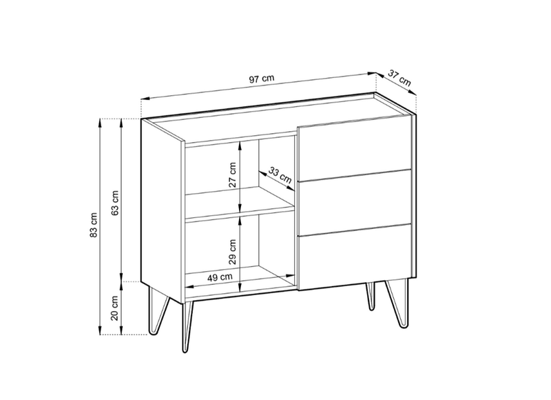 Harmony Sideboard Cabinet 97cm