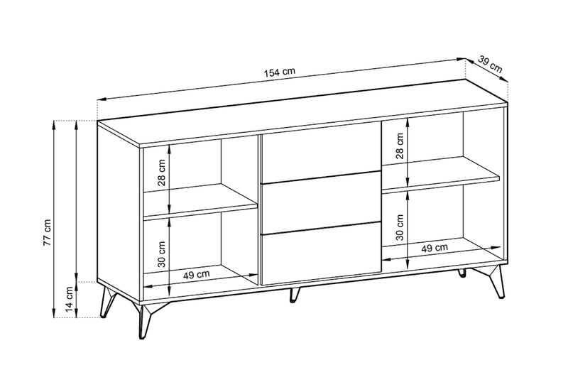 Diamond Large Sideboard Cabinet 154cm [Drawers]