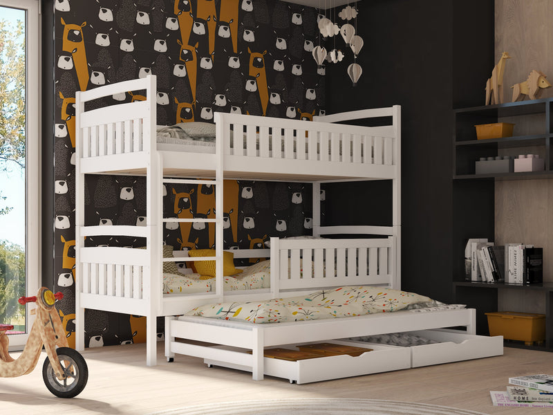 Wooden Bunk Bed Blanka with Trundle and Storage