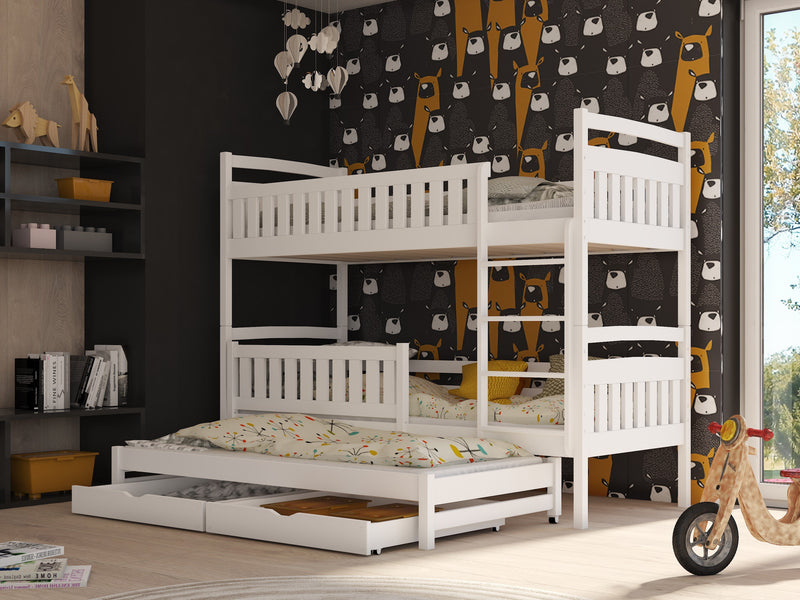 Wooden Bunk Bed Blanka with Trundle and Storage