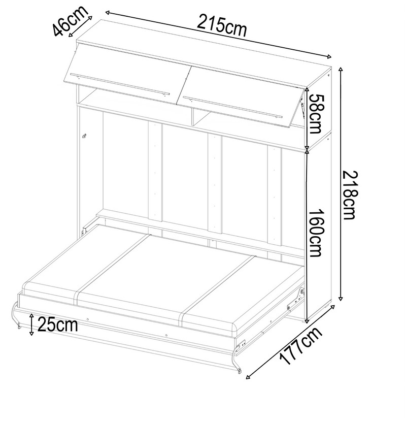 CP-04 Horizontal Wall Bed Concept 140cm with Over Bed Unit