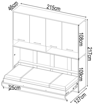 CP-06 Horizontal Wall Bed Concept 90cm with Over Bed Unit