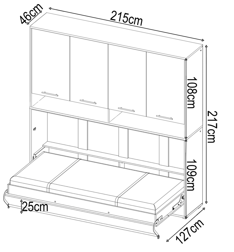 CP-06 Horizontal Wall Bed Concept 90cm with Over Bed Unit