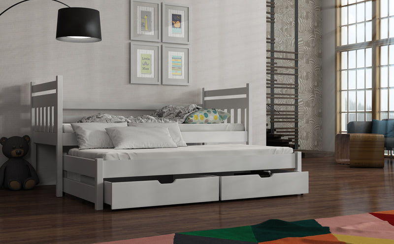 Wooden Double Bed Daniel with Trundle and Storage