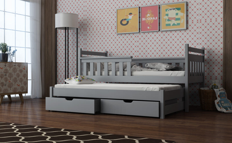 Wooden Bed Dominik with Trundle and Storage