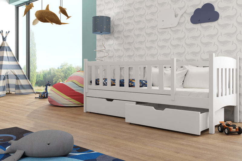 Wooden Single Bed Gucio with Storage