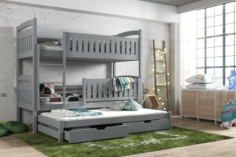 Wooden Bunk Bed Blanka with Trundle and Storage