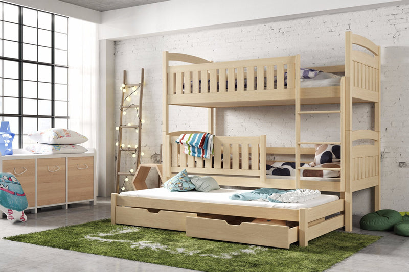 Wooden Bunk Bed Blanka with Trundle and Storage